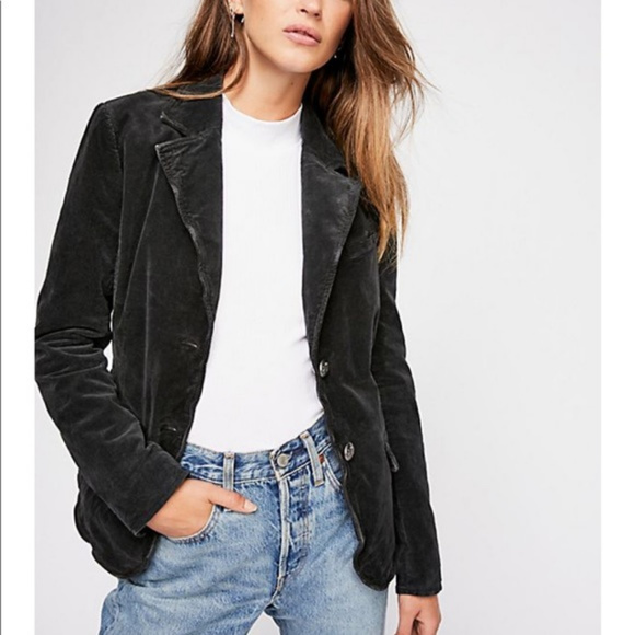 Free People Jackets & Blazers - Free People Corduroy Black Byron Blazer Jacket Med